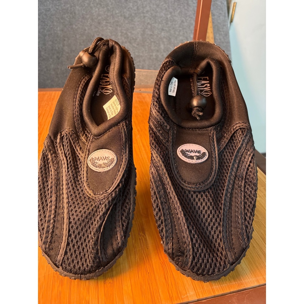 Easy USA Wave Black Water Shoes Size 8 Mesh Aqua Socks Beach Pool Boat